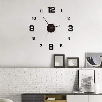 Ρολόι τοίχου DIY 40cm/16\'\' χωρίς πλαίσιο Μοντέρνο τρισδιάστατο ρολόι τοίχου Αυτοκόλλητο ρολόι καθρέφτη για οικιακό γραφείο Ξενοδοχείου Εστιατόριο Σχολική διακόσμηση