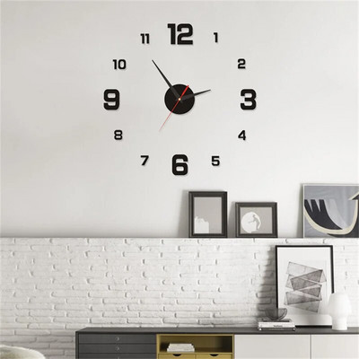 Ρολόι τοίχου DIY 40cm/16`` χωρίς πλαίσιο Μοντέρνο τρισδιάστατο ρολόι τοίχου Αυτοκόλλητο ρολόι καθρέφτη για οικιακό γραφείο Ξενοδοχείου Εστιατόριο Σχολική διακόσμηση