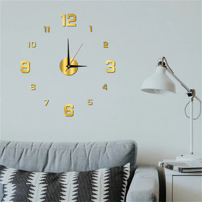 Ρολόι τοίχου DIY 40cm/16`` χωρίς πλαίσιο Μοντέρνο τρισδιάστατο ρολόι τοίχου Αυτοκόλλητο ρολόι καθρέφτη για οικιακό γραφείο Ξενοδοχείου Εστιατόριο Σχολική διακόσμηση