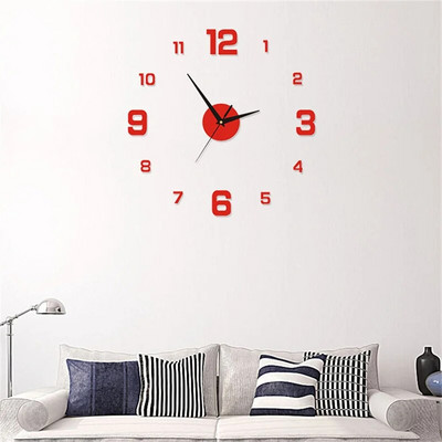 Ρολόι τοίχου DIY 40cm/16`` χωρίς πλαίσιο Μοντέρνο τρισδιάστατο ρολόι τοίχου Αυτοκόλλητο ρολόι καθρέφτη για οικιακό γραφείο Ξενοδοχείου Εστιατόριο Σχολική διακόσμηση
