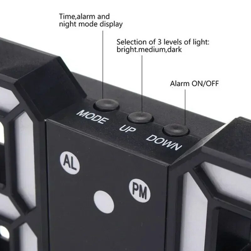 3D digitális falióra dekoráció otthoni világító éjszakai módhoz Állítható elektronikus óra Nappali LED-es óra dekoráció Órák kert