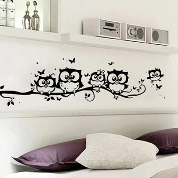 Стикер за стена с дърво и животни Пеперуда сова за домашен декор Всекидневна Спалня Детски стаи PVC Paredes 20