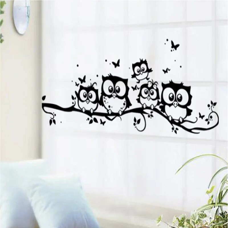 Стикер за стена с дърво и животни Пеперуда сова за домашен декор Всекидневна Спалня Детски стаи PVC Paredes 20