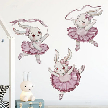 Αυτοκόλλητα τοίχου μπαλέτου κουνέλι για κοριτσάκια Διακόσμηση δωματίου Παιδική κρεβατοκάμαρα Νηπιαγωγείο Ταπετσαρία τοίχου Νηπιαγωγείο Playroom