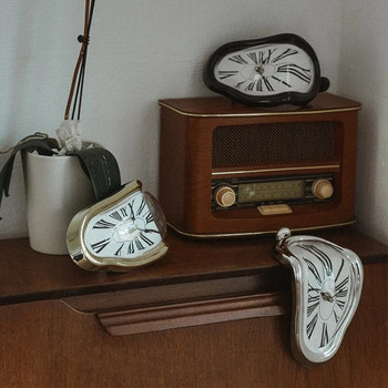 Σουρεαλιστικό ρολόι τήξης Αθόρυβο λιωμένο ρολόι τοίχου Ρολόι τοίχου σε στυλ Salvador Dali για διακοσμητικό τραπέζι γραφείου γραφείου στο σπίτι ράφι Δώρο