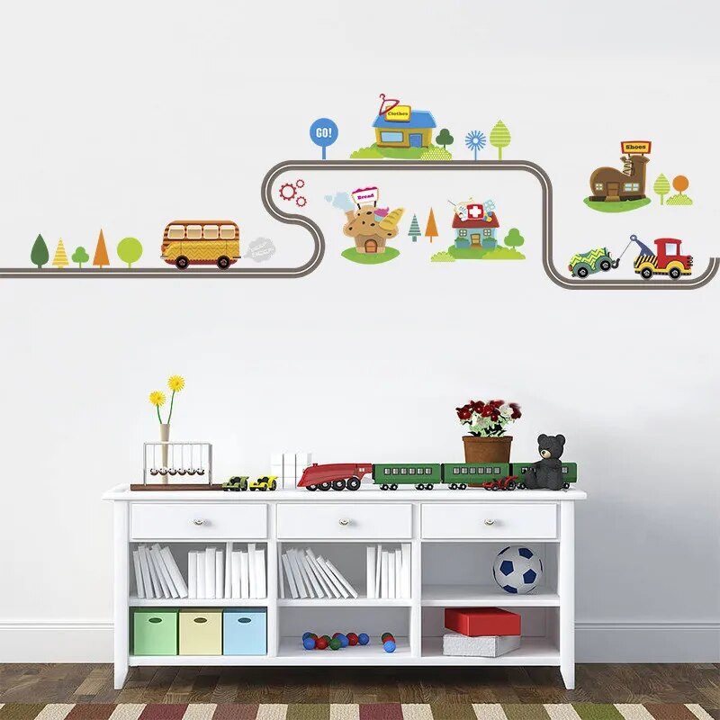 Rajzfilm autós fali dekorációs matricák fiúknak hálószoba gyerekszoba autós poszter fali fali matricák gyerekszobákhoz barkács fali matricák