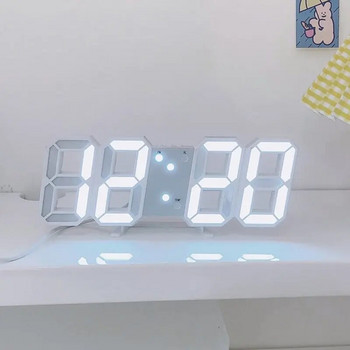 3D LED дигитален часовник Светещ моден стенен часовник Многофункционален творчески USB щепсел в електронен часовник Декорация на дома