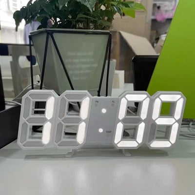 Ψηφιακό ρολόι 3D LED Φωτεινό ρολόι τοίχου μόδας Πολυλειτουργικό δημιουργικό βύσμα USB Ηλεκτρονικό ρολόι Διακόσμηση σπιτιού