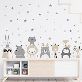 Γελοιογραφία Cute Lion Bunny Ζώα του δάσους αστέρια Αυτοκόλλητα τοίχου Bear Deer Αυτοκόλλητα τοίχου για Παιδικό Δωμάτιο Παιδικό δωμάτιο Νηπιαγωγείο Δωμάτιο Υπνοδωμάτιο Τοιχογραφίες