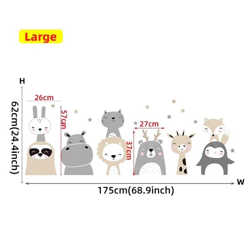 Rajzfilm Aranyos Oroszlán Nyuszi Erdei Állatok Csillagok Fali matricák Medve Szarvas Falmatricák gyerekszobáknak Baba bölcsődei szoba Hálószoba falfestményei