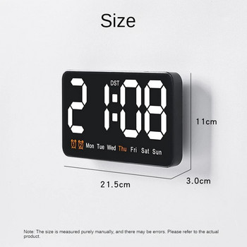Ηλεκτρονικό ρολόι τοίχου Εμφάνιση θερμοκρασίας ημερομηνίας Επιτραπέζιο ρολόι Ψηφιακά ξυπνητήρια LED για το σπίτι 12/24 ώρες Φωνητικός έλεγχος