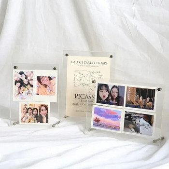 Διαφανής κορνίζα Ακρυλική θήκη για φωτογραφικές κάρτες Πλαίσιο εικόνας Kpop άλμπουμ αφίσας στολίδι Εμφάνιση βάσης επιφάνειας εργασίας 액자