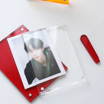 3-инчова акрилна рамка за снимки Стойка за дисплей за фотокарти Двустранен прозрачен държач за карти Дисплей Декорация на работния плот