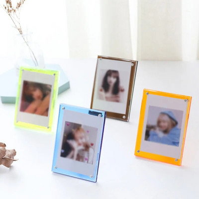 3 Inch Acrylic Photo Frame Photocard Display Stand Double-sided Transparent Cards Display Holder Desktop Decoration