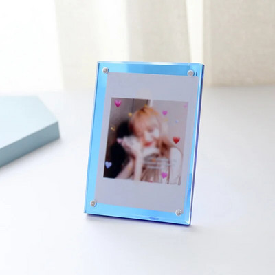 Ακρυλική κορνίζα φωτογραφιών 3 ιντσών Βάση οθόνης φωτοκάρτας Διαφανής κάρτα διπλής όψης Διακόσμηση επιφάνειας εργασίας