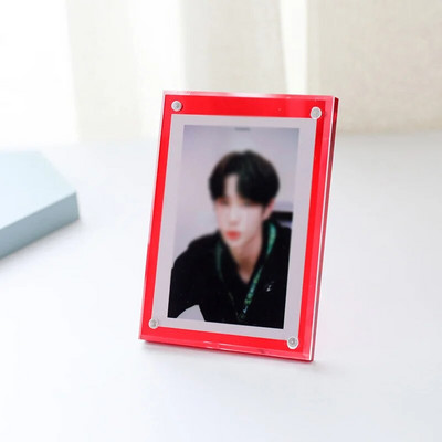 Ακρυλική κορνίζα φωτογραφιών 3 ιντσών Βάση οθόνης φωτοκάρτας Διαφανής κάρτα διπλής όψης Διακόσμηση επιφάνειας εργασίας