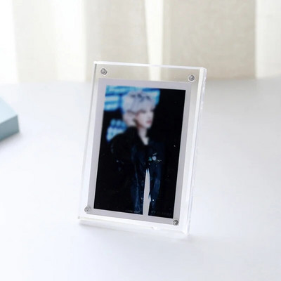 Ακρυλική κορνίζα φωτογραφιών 3 ιντσών Βάση οθόνης φωτοκάρτας Διαφανής κάρτα διπλής όψης Διακόσμηση επιφάνειας εργασίας