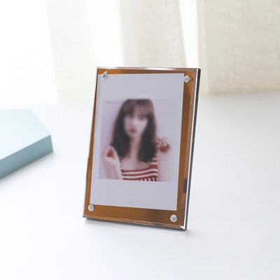 Ακρυλική κορνίζα φωτογραφιών 3 ιντσών Βάση οθόνης φωτοκάρτας Διαφανής κάρτα διπλής όψης Διακόσμηση επιφάνειας εργασίας