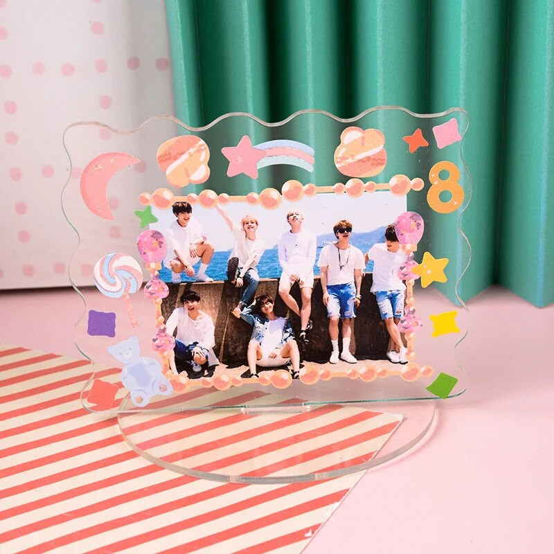 Ακρυλική κορνίζα φωτογραφιών 3 ιντσών Βάση οθόνης φωτοκάρτας Διαφανής κάρτα διπλής όψης Διακόσμηση επιφάνειας εργασίας