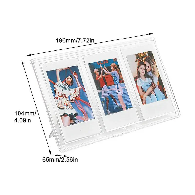 PC-s képkeret átlátszó Polaroid fotókártya-tartó Képkijelző állvány három rácsos Kpop fotótámogatás hálószoba asztali dekoráció