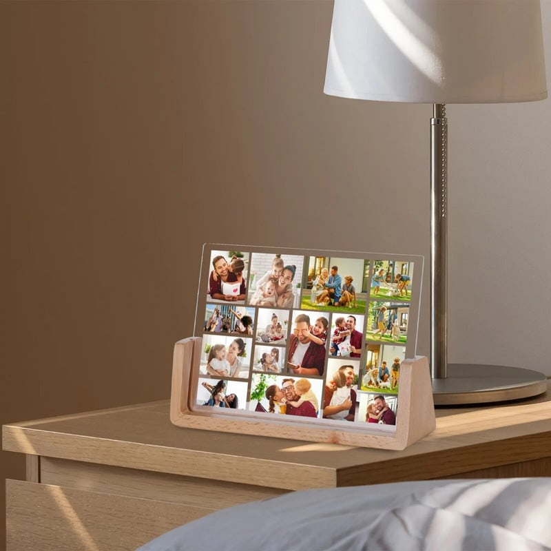 Egyedi 16 fényképes kollázskeret Személyre szabott otthoni asztali deco születésnapi karácsonyi ajándékok ötlet családbarátnak, szeretőnek