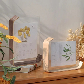 Творческа дървена основа за бюро, календар, акрилна рамка, офис бюро, триизмерна снимка, орнамент от екземпляр от сушени цветя