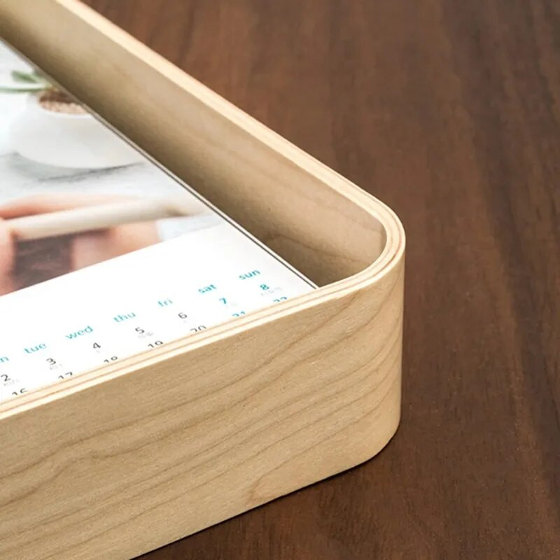 Kreatív fa asztali naptár alap akril keretes irodai asztal háromdimenziós fénykép szárított virágminta dísz