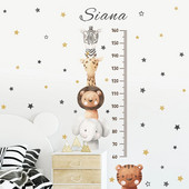 Boho Cartoon Elephant Giraffe Stars Measurement ύψος Αυτοκόλλητο τοίχου Βινυλίου Νηπιαγωγείο Ακουαρέλα Αυτοκόλλητα τοίχου Παιδικό δωμάτιο Διακόσμηση σπιτιού