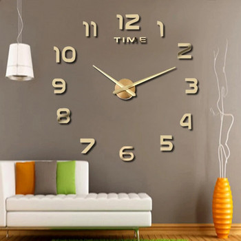Μόδα Μοντέρνο Σχέδιο Μεγάλο ρολόι τοίχου 3D DIY Ρολόγια χαλαζία Ρολόγια Ακρυλικά Αυτοκόλλητα καθρέφτη Σαλόνι Διακόσμηση σπιτιού Horloge