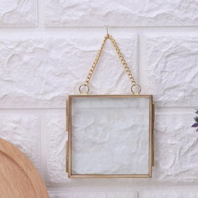 Creative DIY Chain ρετρό μεταλλική κορνίζα φωτογραφιών Υψηλή ημιδιαφανής γυάλινη κορνίζα φωτογραφιών Φάκελος δειγμάτων 2 Μέγεθος Προαιρετικό B03E