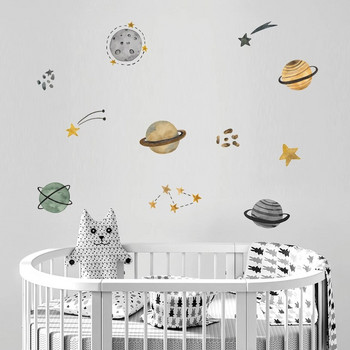Космическа вселена Звезди Стикери Подвижни стикери за стена за детска стая за момчета Арт плакати Подарък за декорация на детска стая Домашен декор