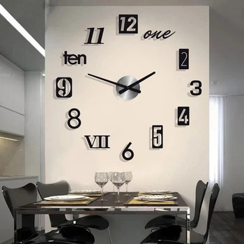 Μεγάλο ρολόι τοίχου μοντέρνας σχεδίασης 3D DIY ρολόγια με βελόνα χαλαζία Μόδα ακρυλικό καθρέφτη Αυτοκόλλητα τοίχου Σαλόνι Διακόσμηση σπιτιού Horloge