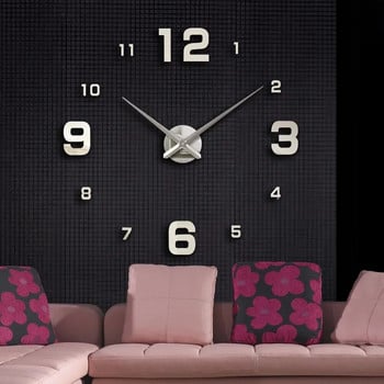 Μεγάλο ρολόι τοίχου μοντέρνας σχεδίασης 3D DIY ρολόγια με βελόνα χαλαζία Μόδα ακρυλικό καθρέφτη Αυτοκόλλητα τοίχου Σαλόνι Διακόσμηση σπιτιού Horloge