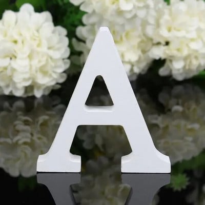 1 τεμ 10 εκ./8 εκ. Λευκό ξύλινο γράμμα Αγγλικό αλφάβητο DIY Προσωποποιημένο όνομα Σχέδιο Τέχνης Ελεύθερη όρθια Καρδιά Γαμήλια διακόσμηση σπιτιού