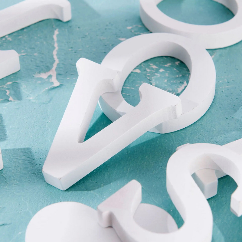 1db 10CM/8CM fehér fabetű angol ábécé barkácsolás, személyre szabott név Design Art Craft szabadon álló szív esküvői lakberendezés