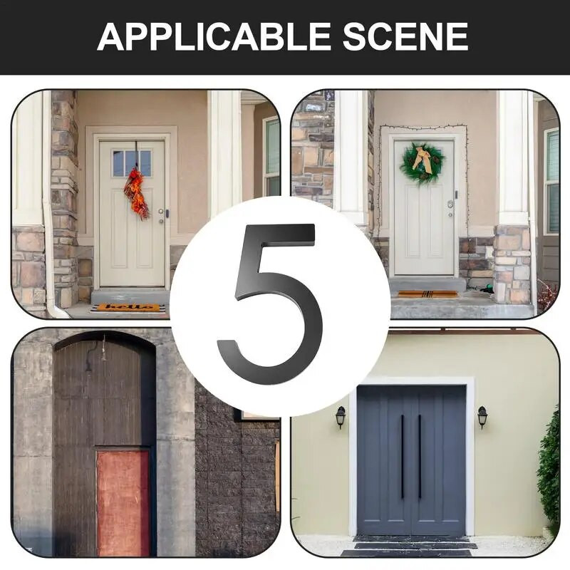 Fekete házszámok Fényes házszámok akril Divatos postafiókszámok 3D szám Lebegő fekete címszámok falakhoz