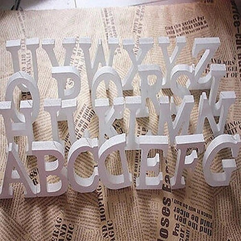 Направи си сам Самостоятелни дървени букви Дизайн Бяла азбука Орнаменти за сватбено парти \