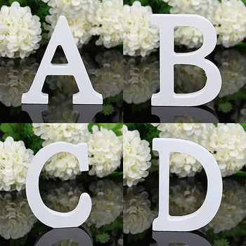 DIY Ανεξάρτητα Ξύλινα Γράμματα Σχέδιο Λευκό Αλφάβητο Στολίδια Γάμου Γάμου \