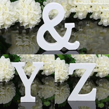 Направи си сам Самостоятелни дървени букви Дизайн Бяла азбука Орнаменти за сватбено парти \