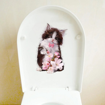 Three Ratels CM42 Ποιμενικού στυλ χαριτωμένη διακόσμηση σπιτιού γάτας αυτοκόλλητα τοίχου αυτοκόλλητα τουαλέτας παιδικά δώρα