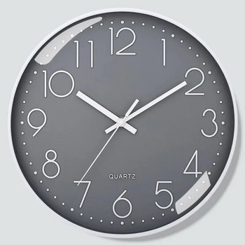 Αθόρυβο ρολόι τοίχου 8 ιντσών από χαλαζία, στρογγυλό Τρισδιάστατο ψηφιακό μοντέρνο ρολόι τοίχου, ρολόι τοίχου χωρίς τικ, σαλόνι υπνοδωματίου