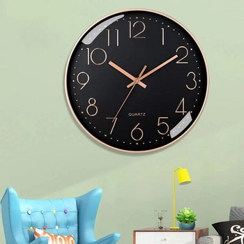 Αθόρυβο ρολόι τοίχου 8 ιντσών από χαλαζία, στρογγυλό Τρισδιάστατο ψηφιακό μοντέρνο ρολόι τοίχου, ρολόι τοίχου χωρίς τικ, σαλόνι υπνοδωματίου
