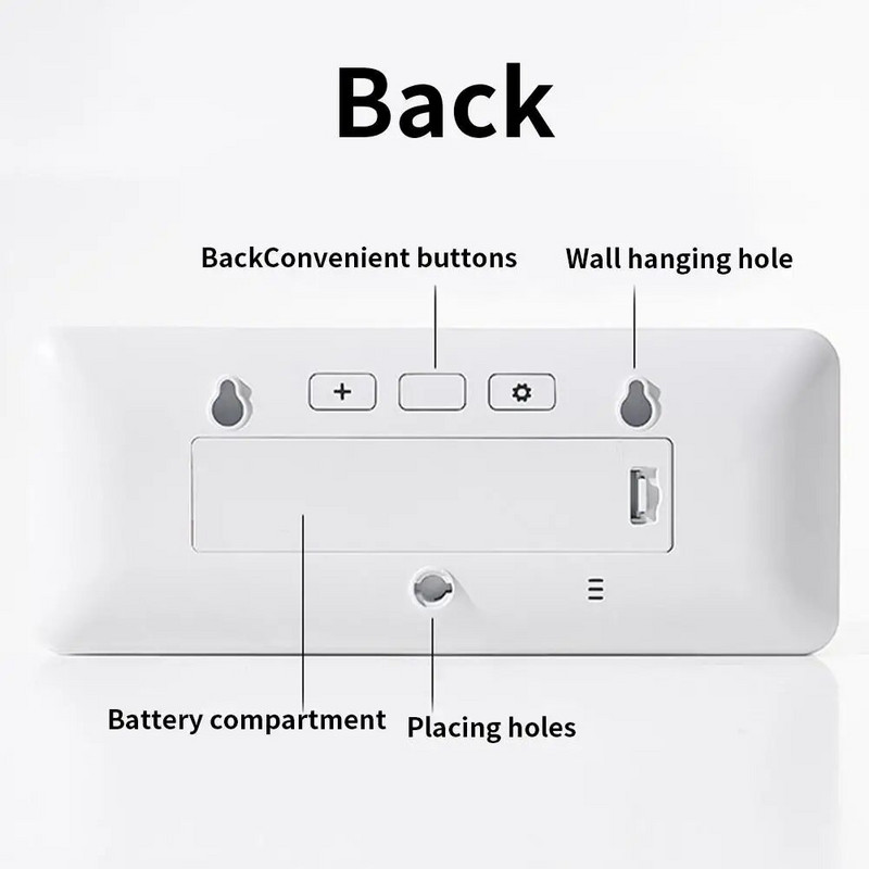 Digitális falióra Elektronikus fali LCD kijelzős órák Többfunkciós hőmérséklet és páratartalom ébresztőóra