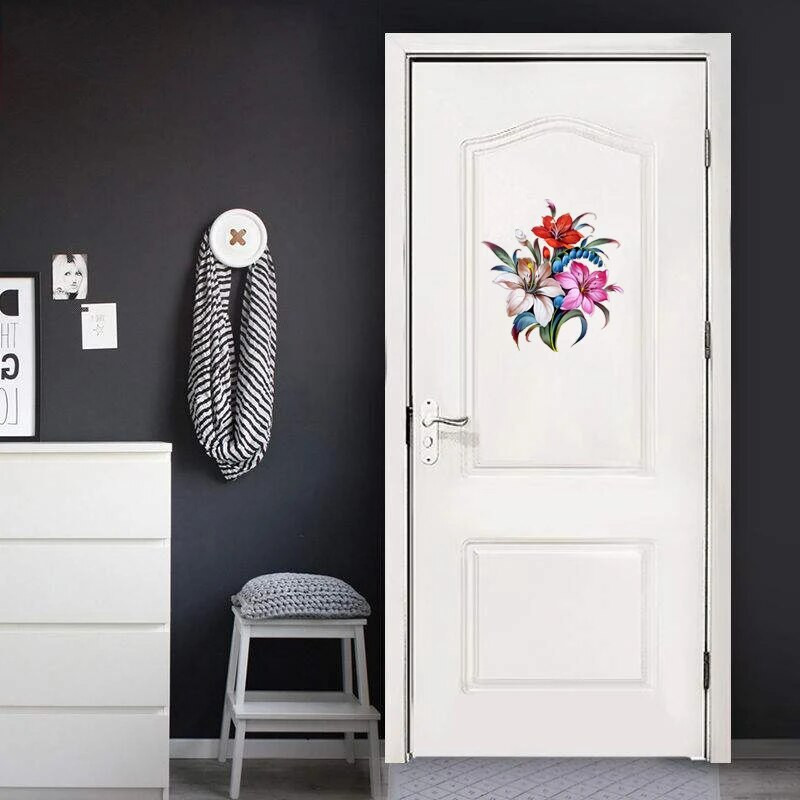 Three Ratels QCF47pompás csokor lakberendezési matrica Hűtőszekrény dekoratív WC matrica