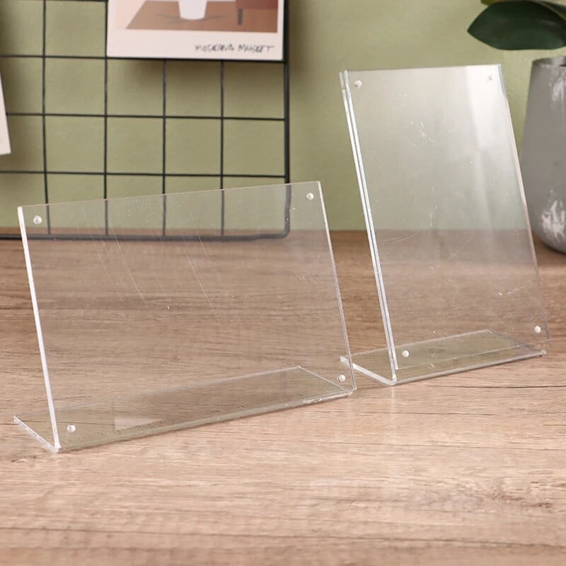 Átlátszó akril képkeret mágneses fotókártya tartó poszter kijelző állvány fényképvédő irodai asztali dísz