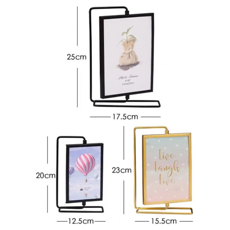 Fém képkeret képkeret kézműves forgó ajándék, nem könnyen deformálódik, stabil bolti fotók fém modern minimalista fotókhoz