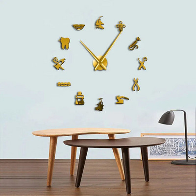 Dentist Tools Frameless 3D ρολόι τοίχου Dental Practitioners Clinic Stomatological Hospital Orthodontics Room Art Decor Ρολόι