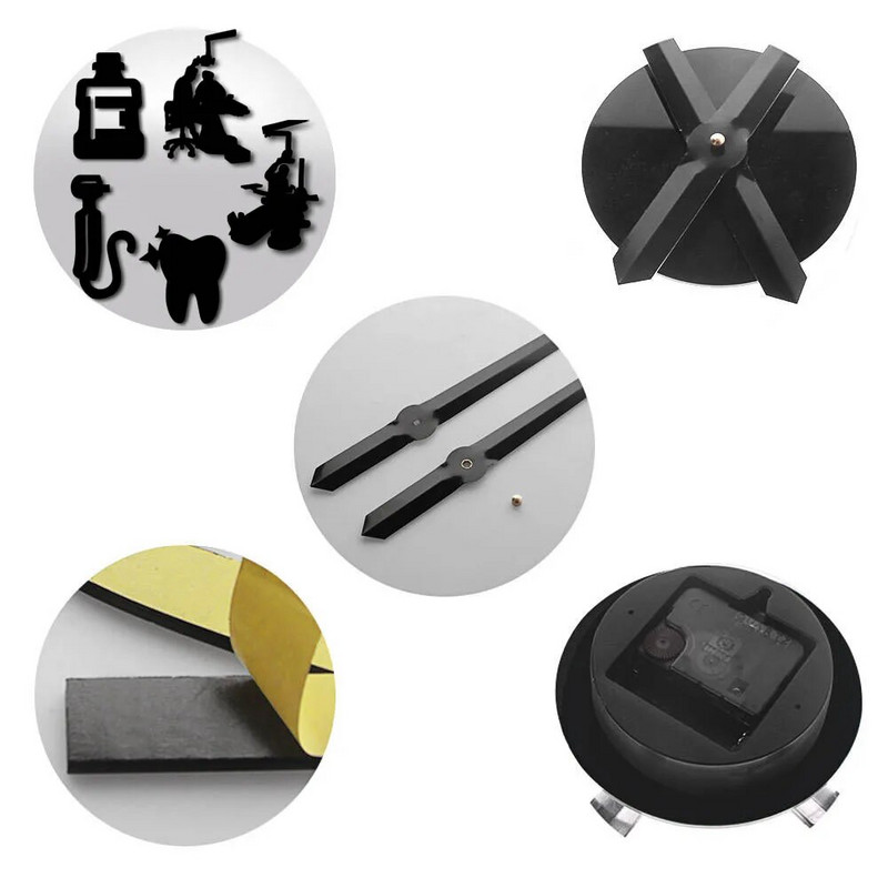 Fogorvosi eszközök Keret nélküli 3D falióra Fogorvosok Klinika Fogászati Kórház Fogszabályozási Szoba Art Decor óra