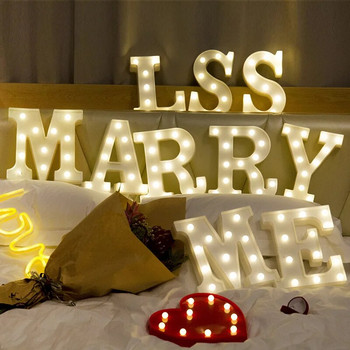 Светеща LED нощна лампа с букви Творческа английска азбука Батерийна лампа Романтична украса за сватбено тържество Коледен подарък 22/16 см