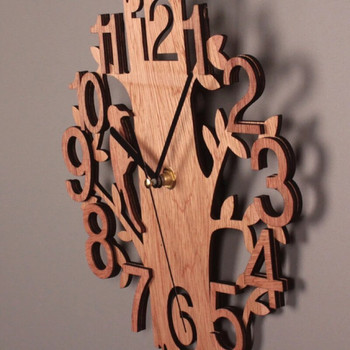 Διπλό Stereo Bird Ρολόι Τοίχου Home Ξύλινο δημιουργικό ρολόι τοίχου